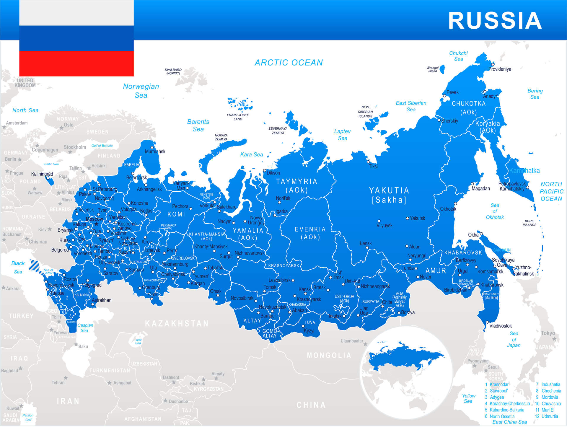 Verwaltungskarte von Russland